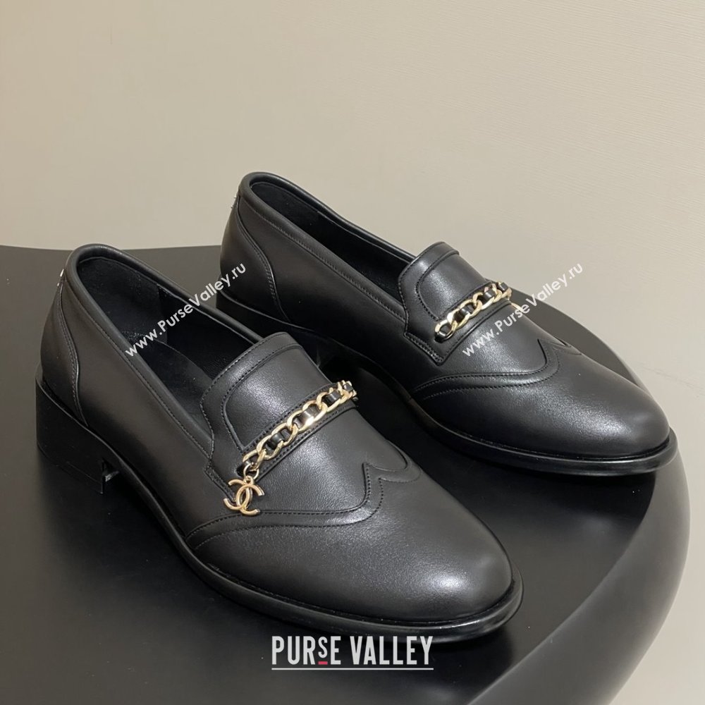 Chanel Calfskin Loafers with Chain CH9339 Black 2025 (MD-25090339)