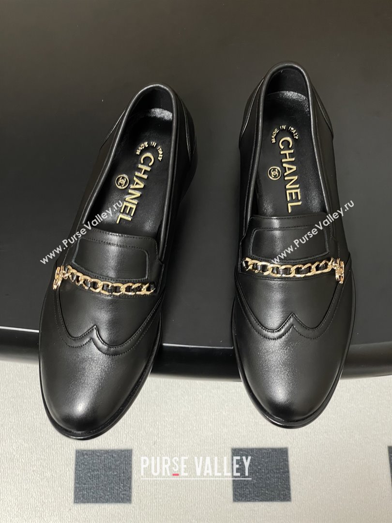 Chanel Calfskin Loafers with Chain CH9339 Black 2025 (MD-25090339)