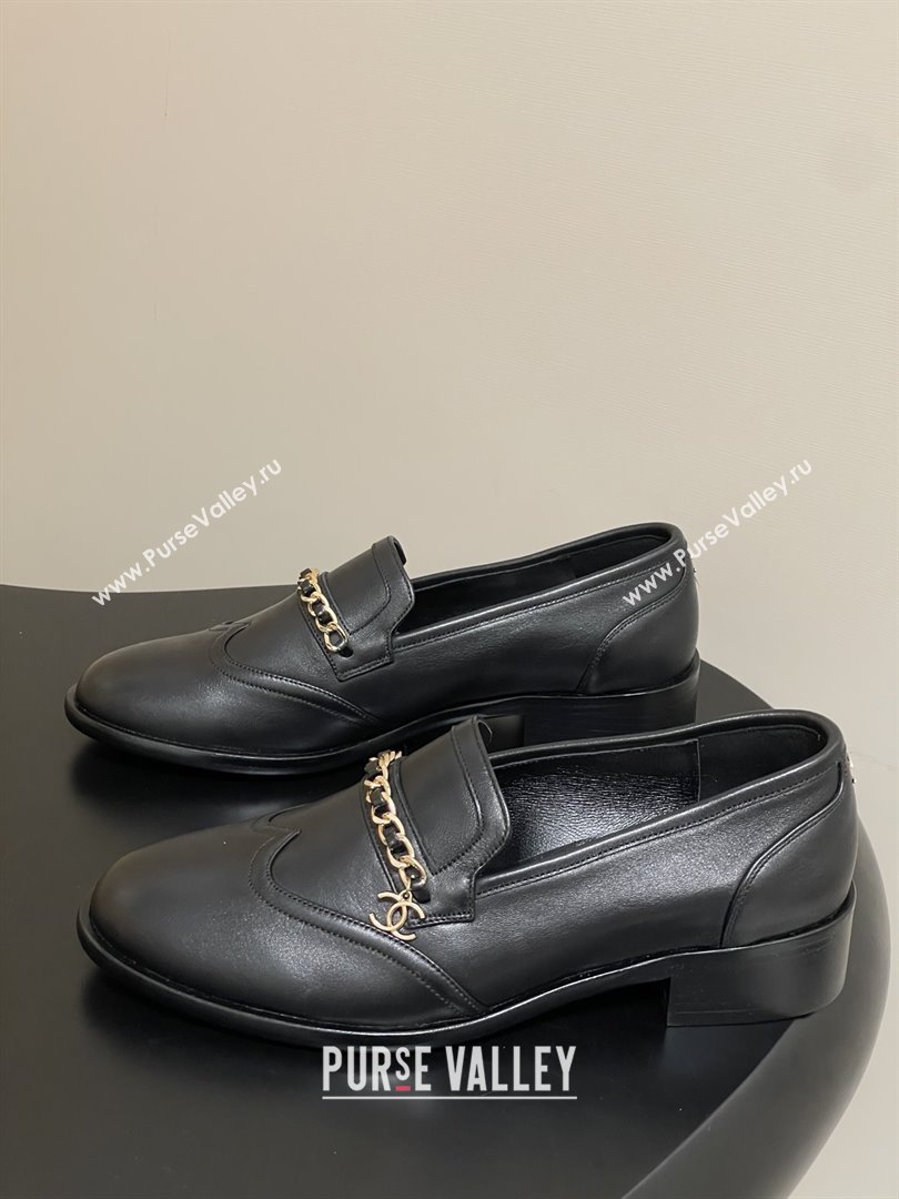 Chanel Calfskin Loafers with Chain CH9339 Black 2025 (MD-25090339)