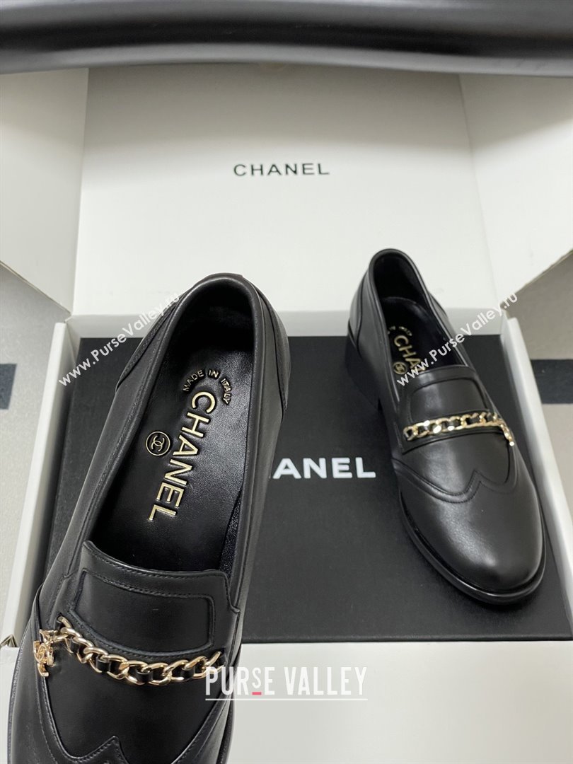 Chanel Calfskin Loafers with Chain CH9339 Black 2025 (MD-25090339)