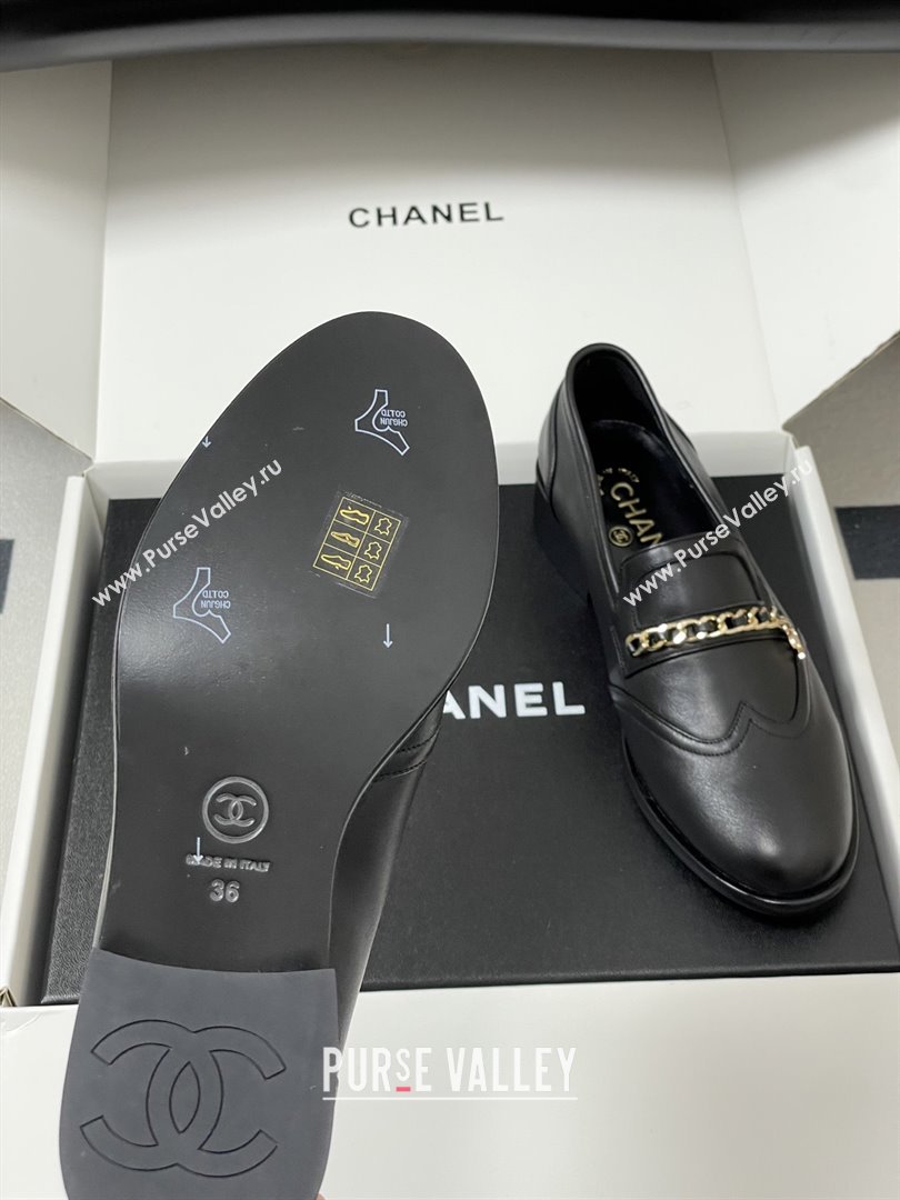 Chanel Calfskin Loafers with Chain CH9339 Black 2025 (MD-25090339)