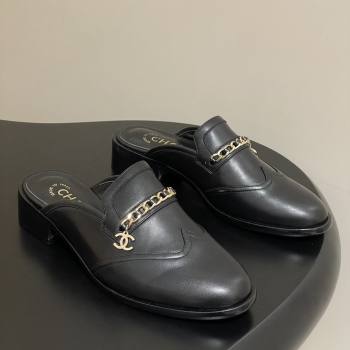 Chanel Calfskin Mules with Chain CH9343 Black 2025 (MD-25090617)