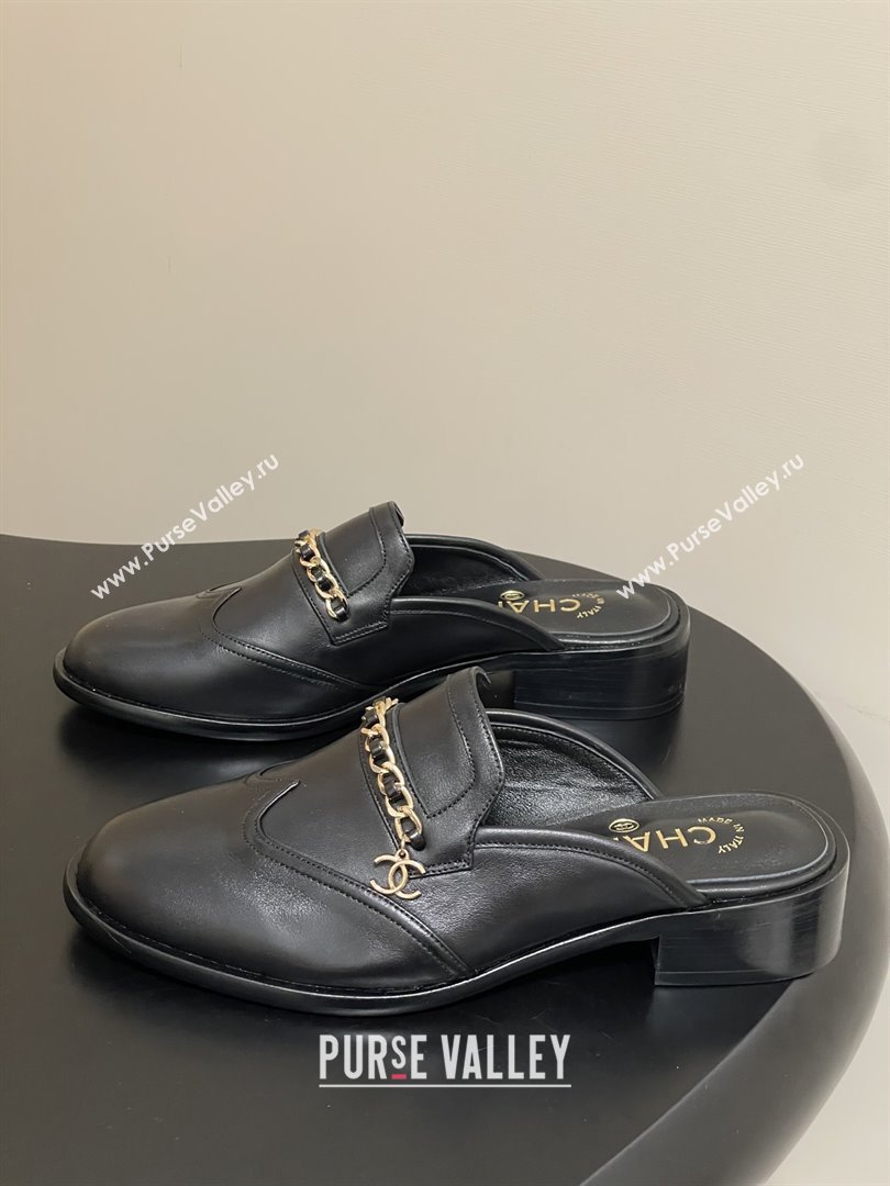Chanel Calfskin Mules with Chain CH9343 Black 2025 (MD-25090617)
