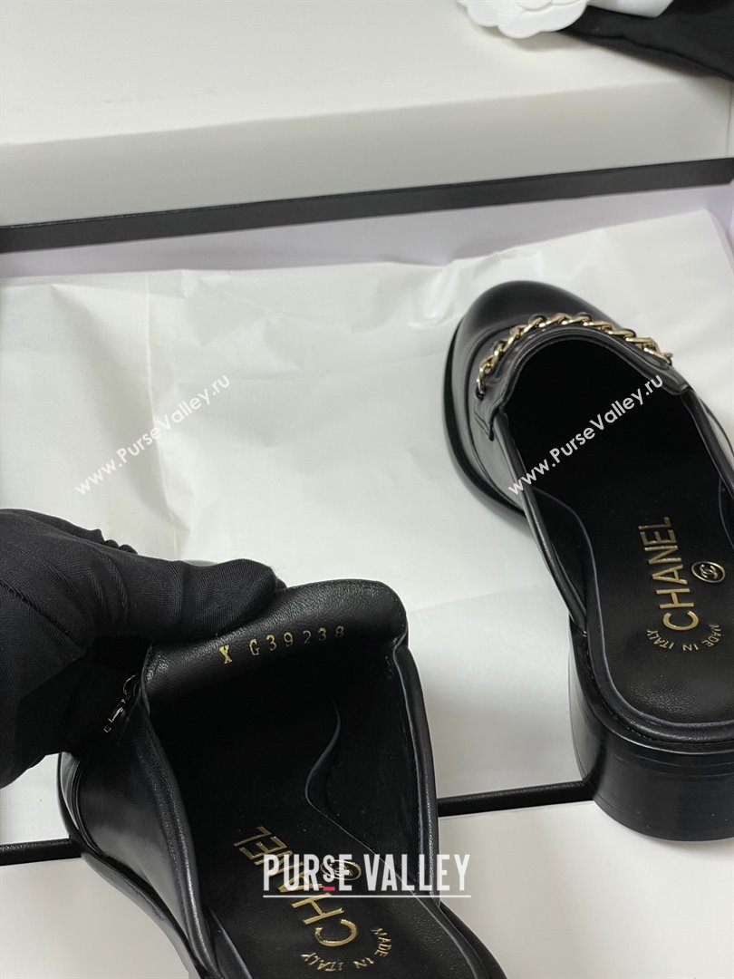 Chanel Calfskin Mules with Chain CH9343 Black 2025 (MD-25090617)