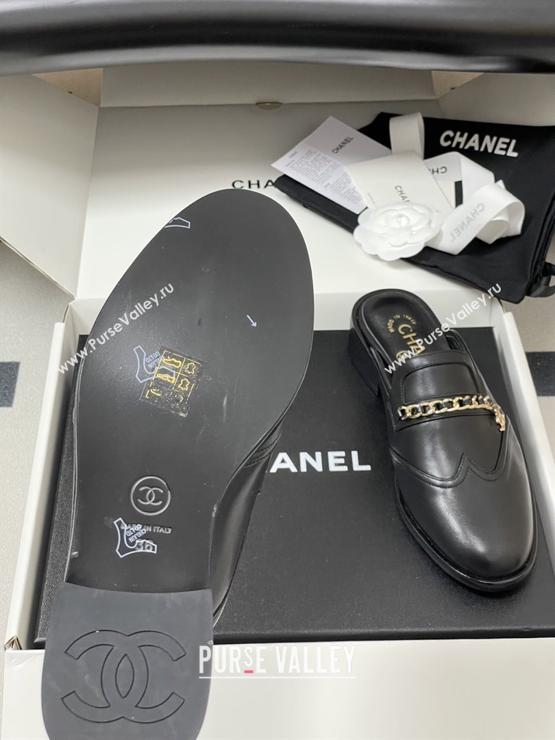 Chanel Calfskin Mules with Chain CH9343 Black 2025 (MD-25090617)