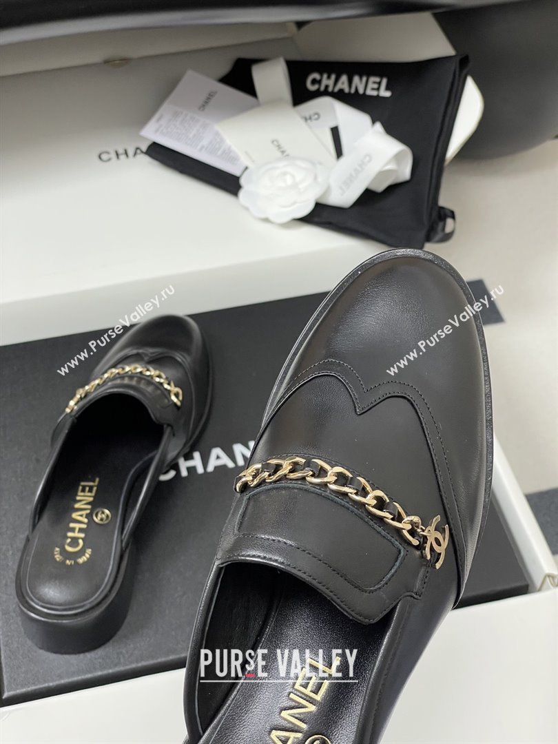 Chanel Calfskin Mules with Chain CH9343 Black 2025 (MD-25090617)