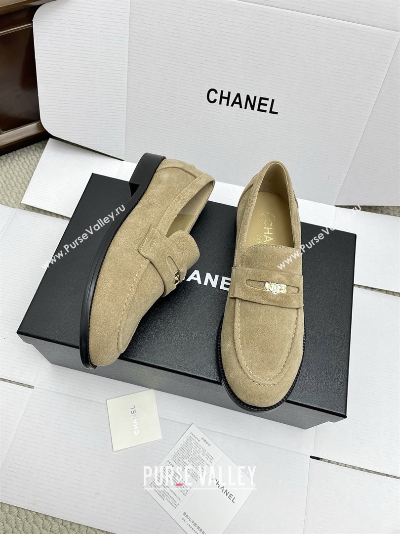 Chanel Mocassins Loafers in Suede G46362 Light Brown 2025 (KL-25090321)