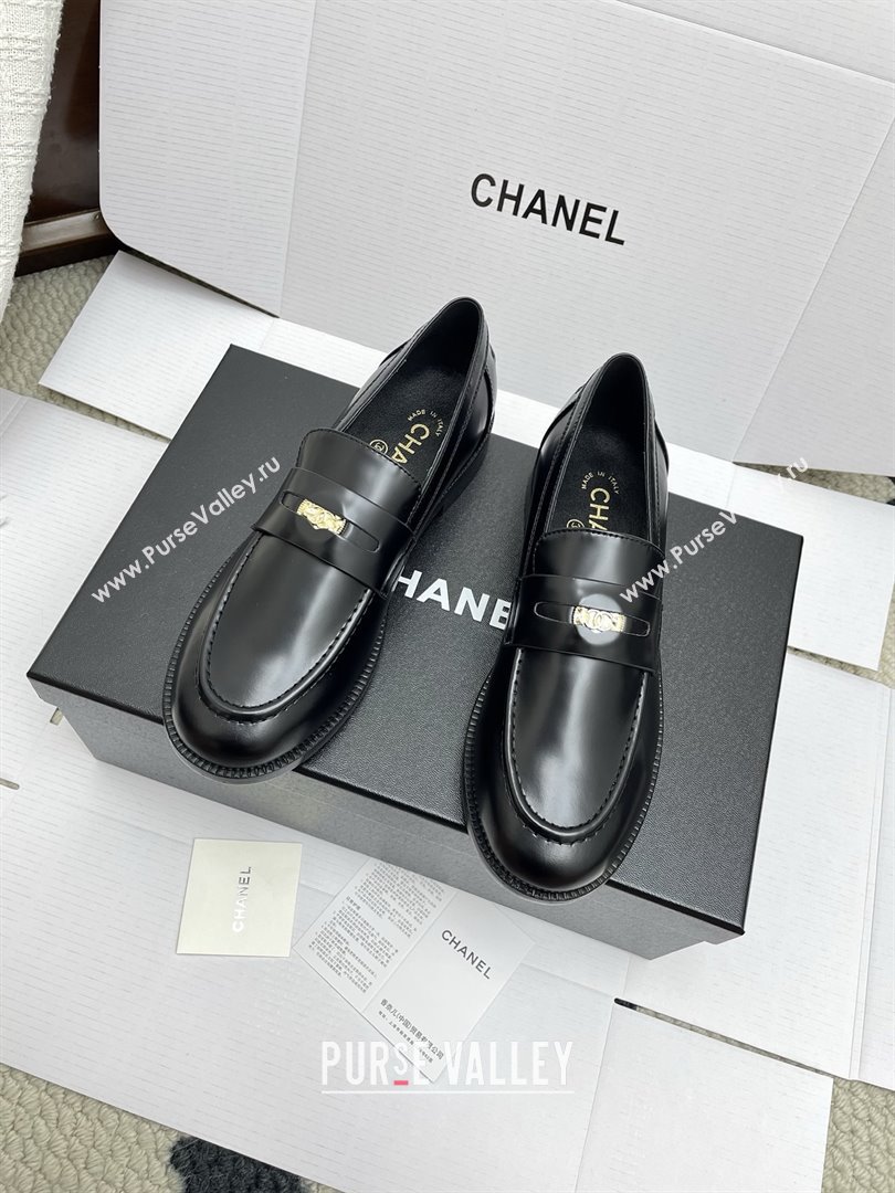 Chanel Mocassins Loafers in Shiny Calfskin G46362 Black 2025 (KL-25090326)