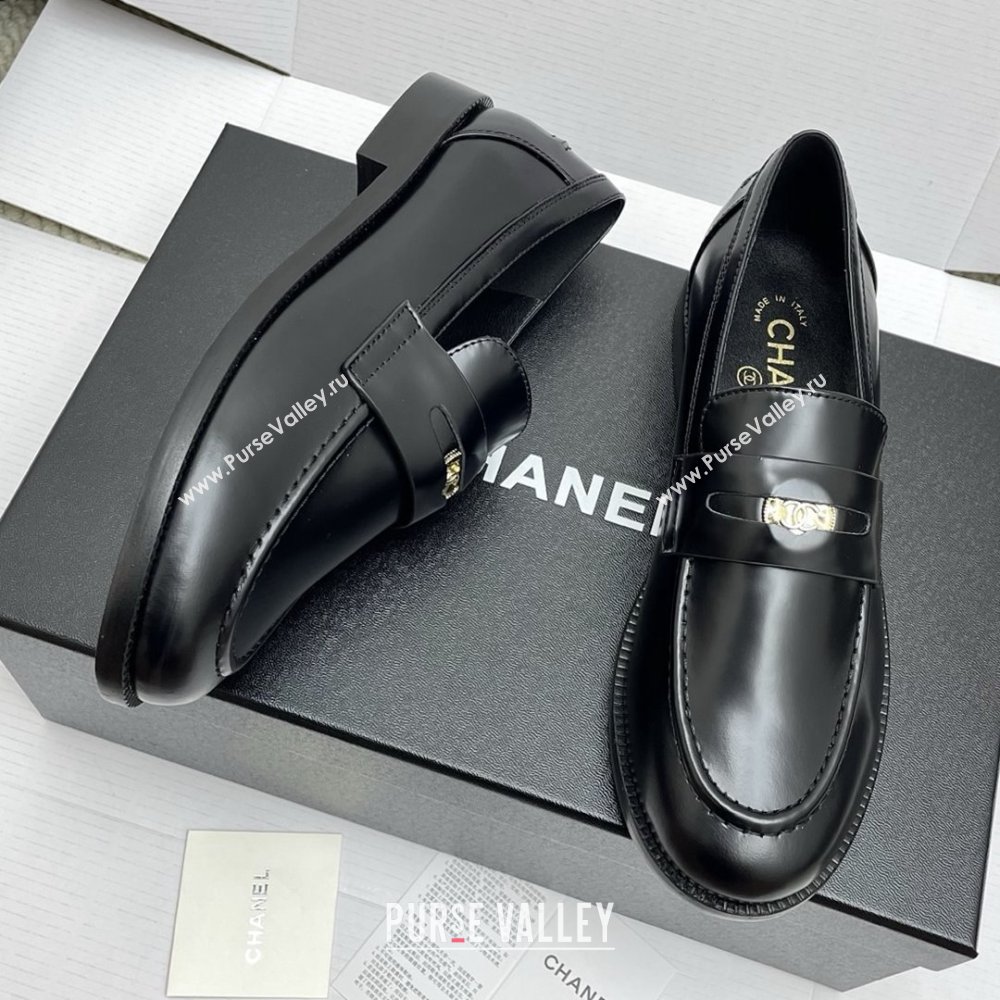Chanel Mocassins Loafers in Shiny Calfskin G46362 Black 2025 (KL-25090326)