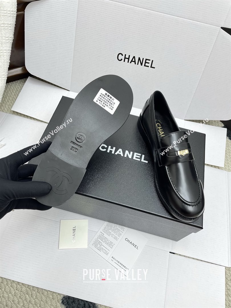 Chanel Mocassins Loafers in Shiny Calfskin G46362 Black 2025 (KL-25090326)