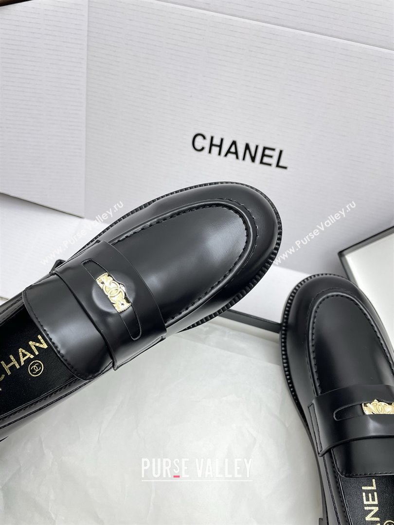 Chanel Mocassins Loafers in Shiny Calfskin G46362 Black 2025 (KL-25090326)