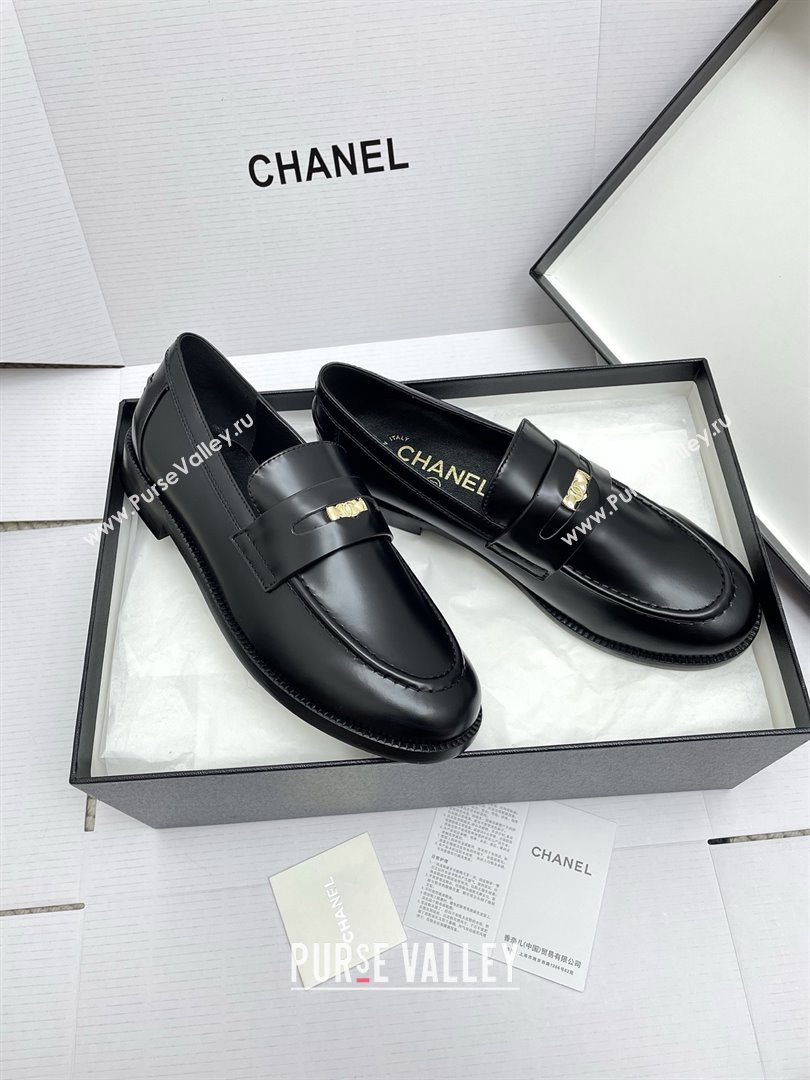 Chanel Mocassins Loafers in Shiny Calfskin G46362 Black 2025 (KL-25090326)