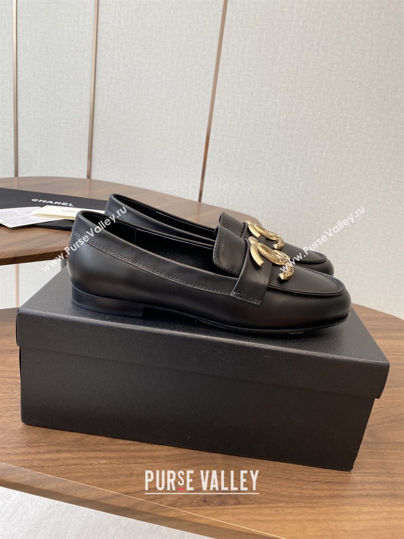 Chanel Calfskin Loafers with CC Logo CH9327 Black 2025 (KL-25090327)