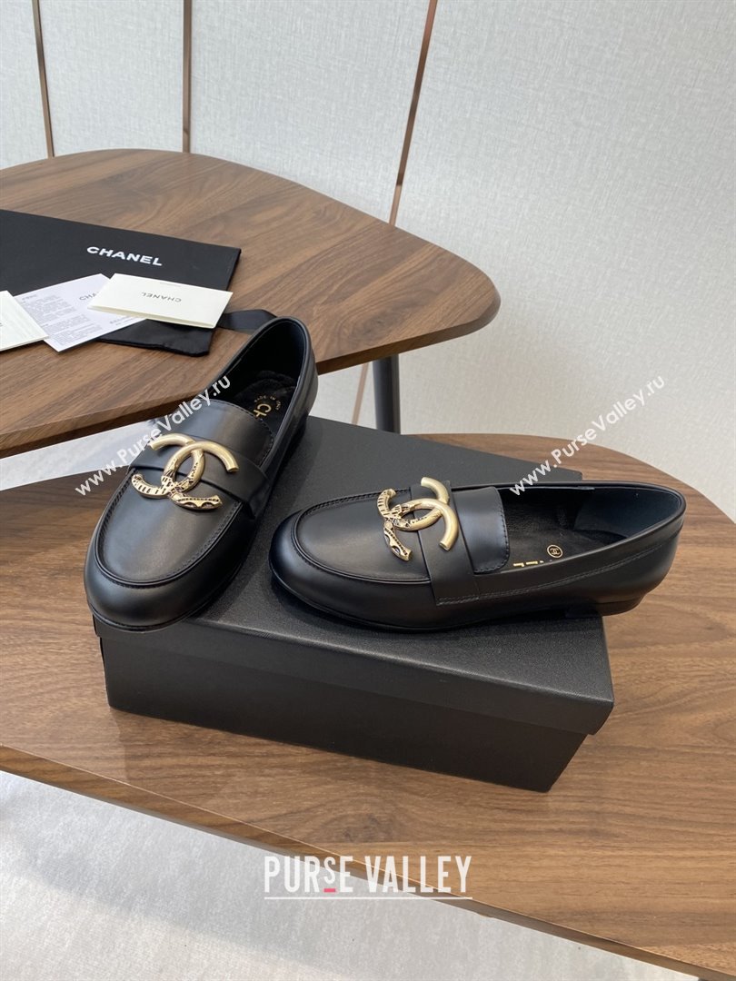Chanel Calfskin Loafers with CC Logo CH9327 Black 2025 (KL-25090327)