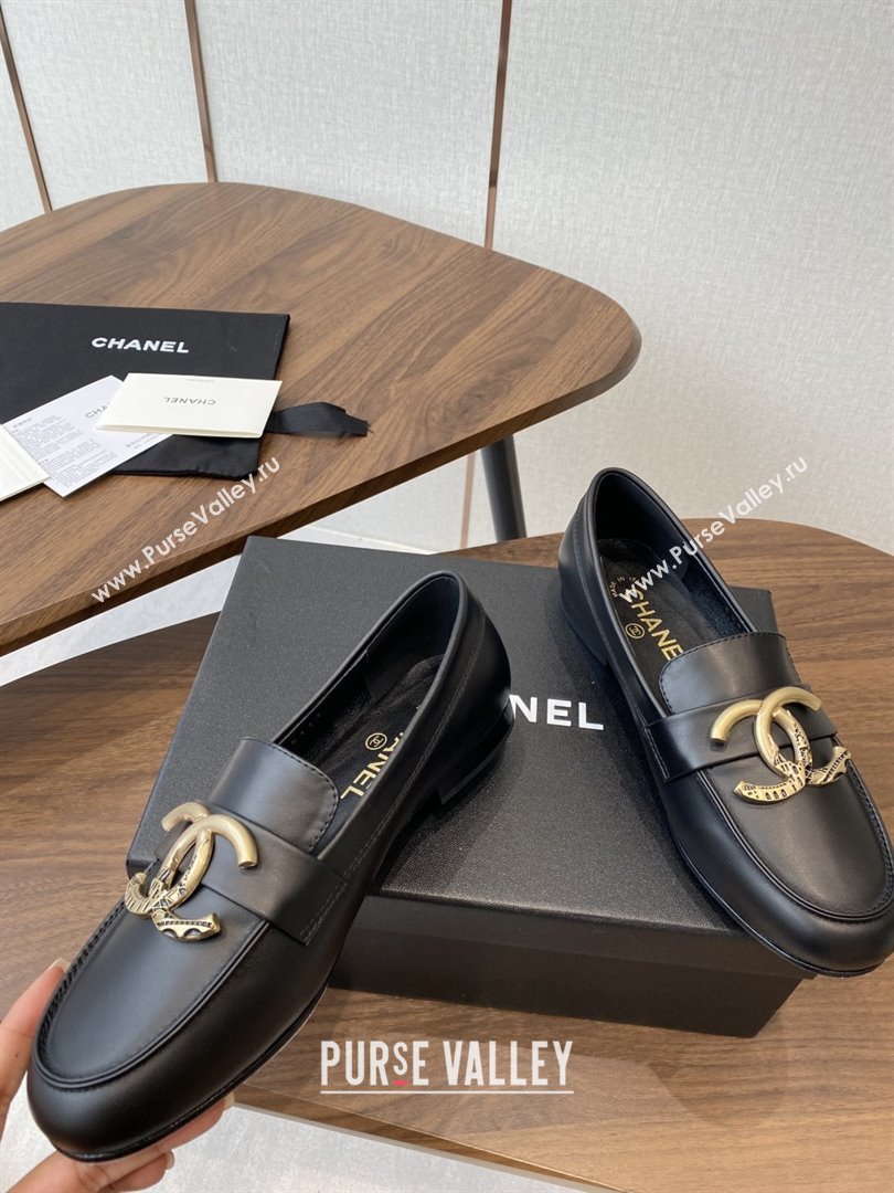 Chanel Calfskin Loafers with CC Logo CH9327 Black 2025 (KL-25090327)