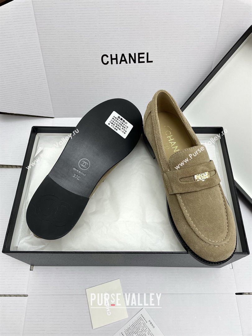 Chanel Mocassins Loafers in Suede G46362 Light Brown 2025 (KL-25090321)