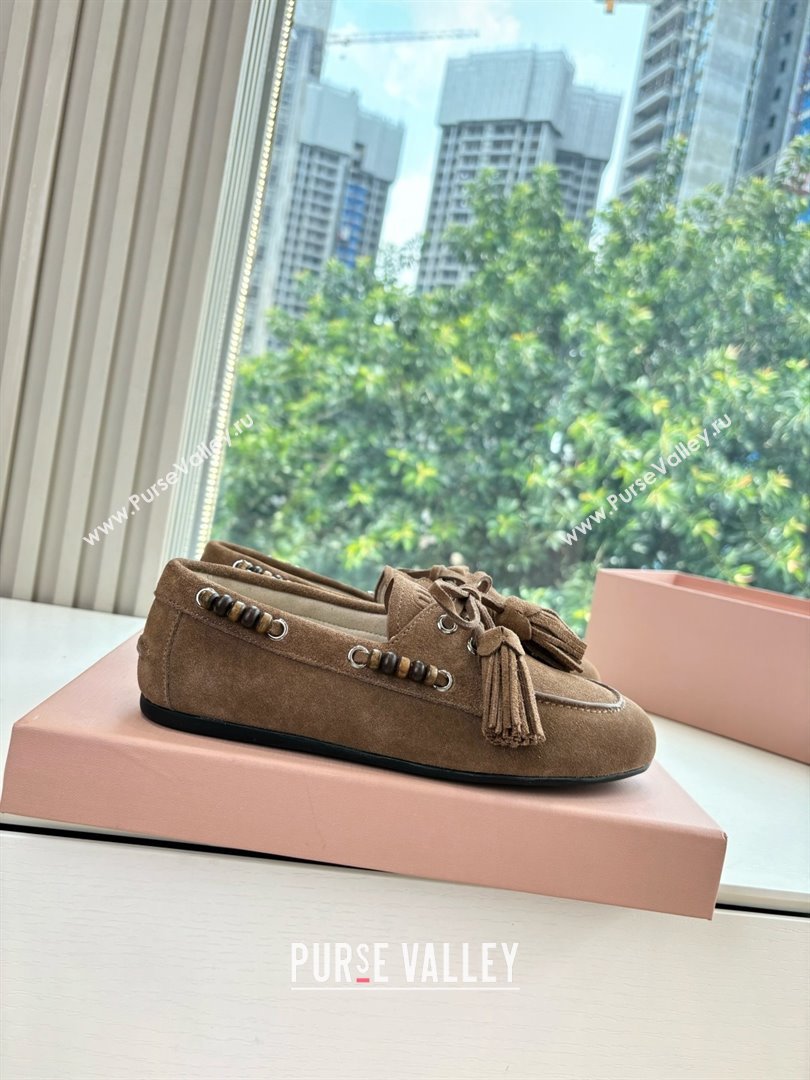 Miu Miu Suede Tassel Loafers 5D518E Light Brown 2025 (MD-25090607)