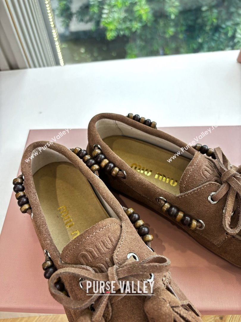 Miu Miu Suede Tassel Loafers 5D518E Light Brown 2025 (MD-25090607)