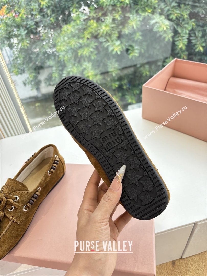 Miu Miu Suede Tassel Loafers 5D518E Olive Green 2025 (MD-25090608)