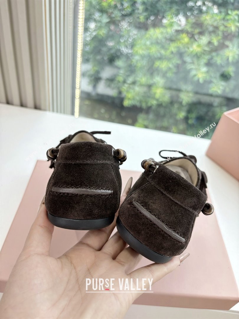 Miu Miu Suede Tassel Loafers 5D518E Chocolate Brown 2025 (MD-25090609)