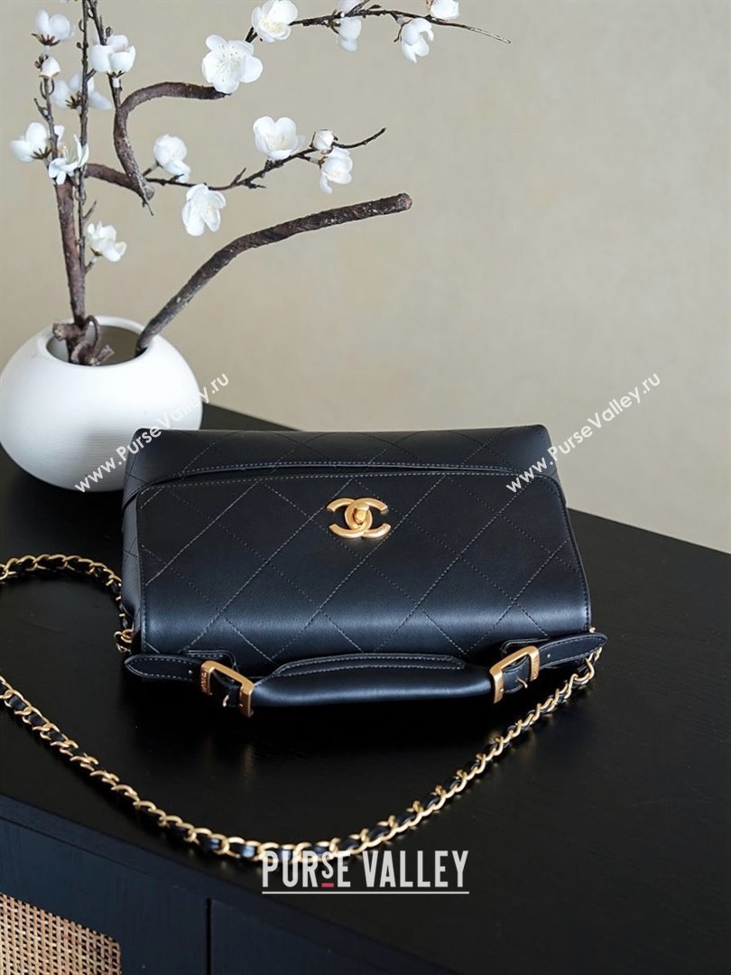 Chanel Lambskin Large Flap Bag with Top Handle AS5637 Black 2025 (YEZI-25090615)