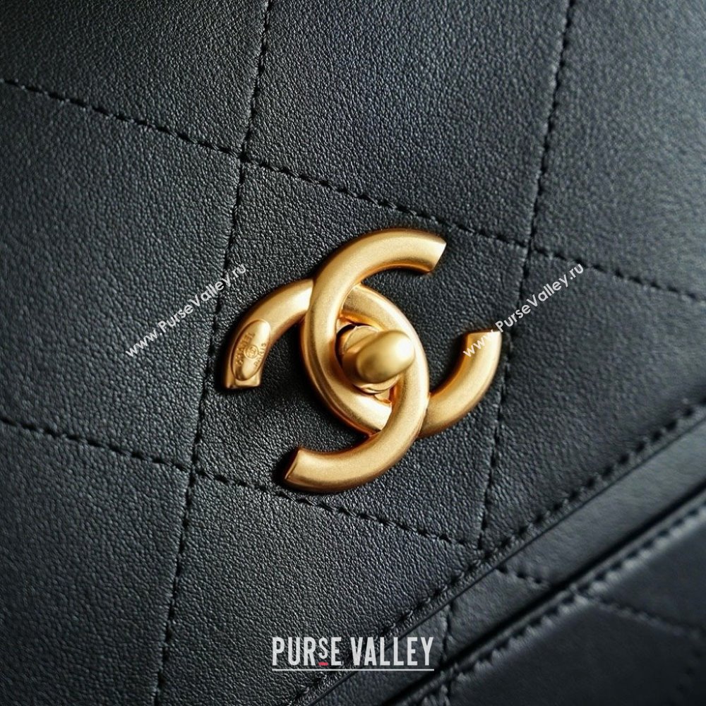 Chanel Lambskin Large Flap Bag with Top Handle AS5637 Black 2025 (YEZI-25090615)