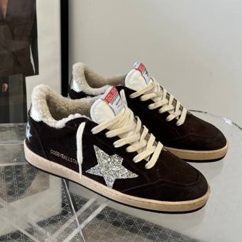 Golden Goose Ball Star Sneakers with shearling Dark Brown Suede 2025 (13-25090610)