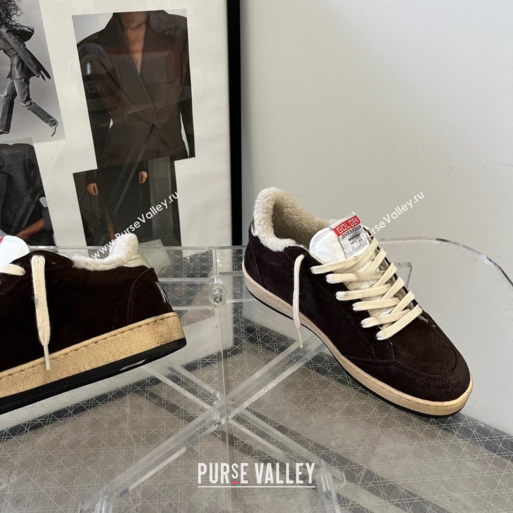 Golden Goose Ball Star Sneakers with shearling Dark Brown Suede 2025 (13-25090610)