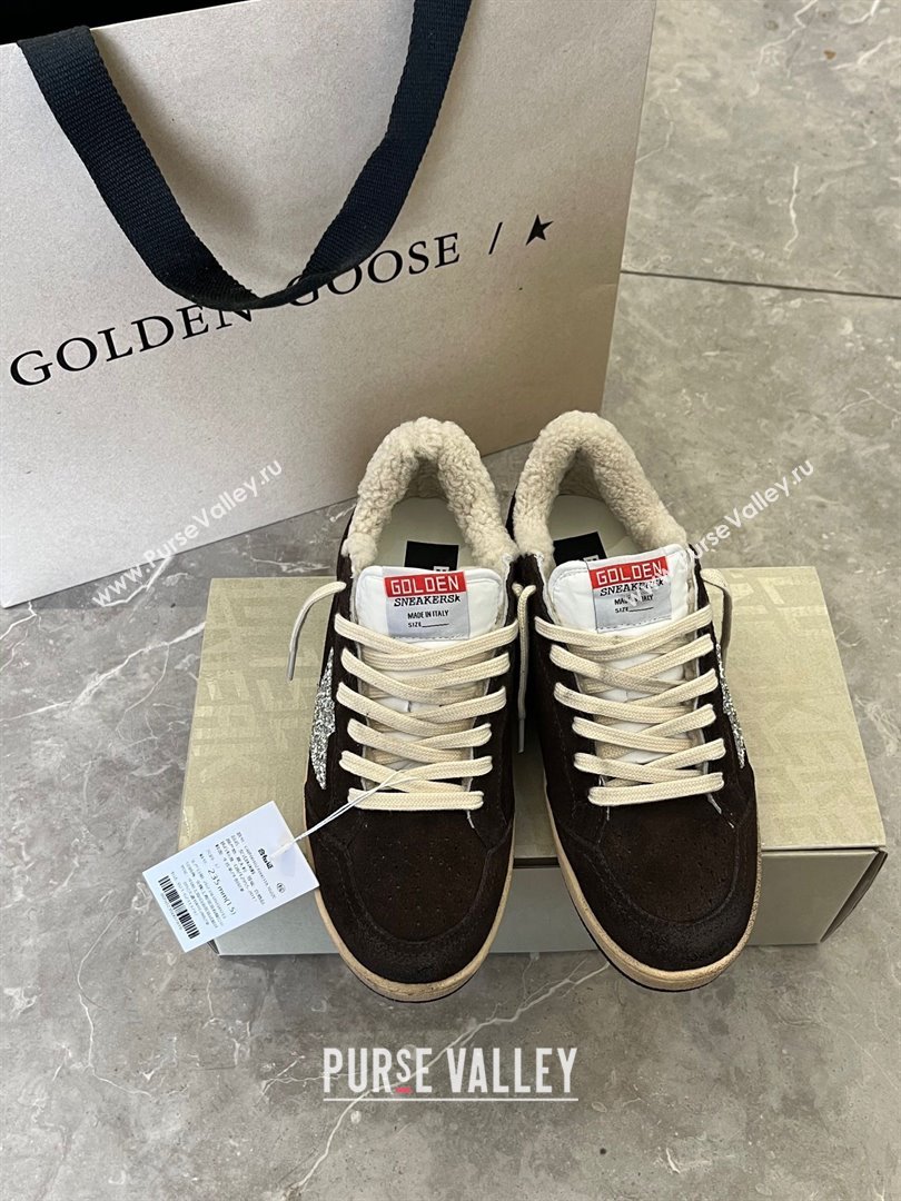 Golden Goose Ball Star Sneakers with shearling Dark Brown Suede 2025 (13-25090610)