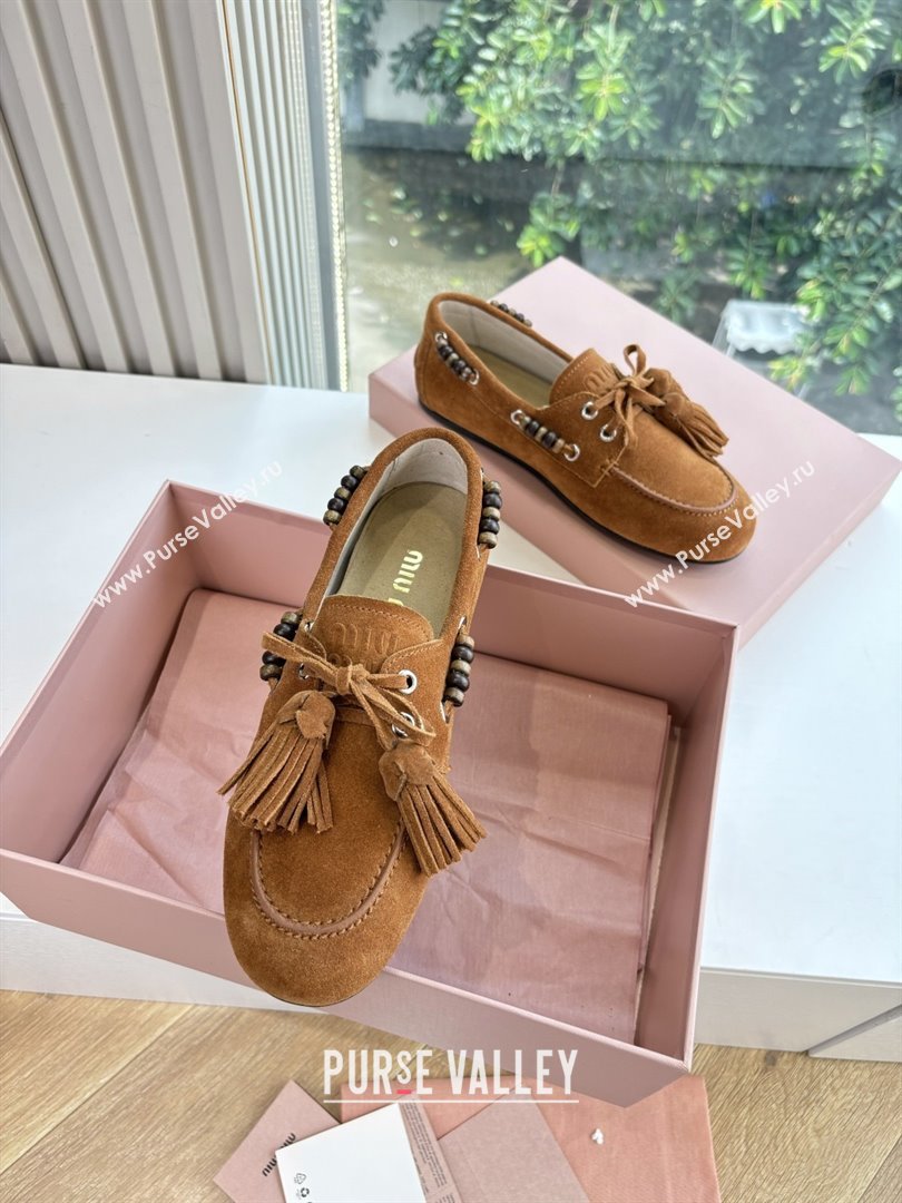 Miu Miu Suede Tassel Loafers 5D518E Brown 2025 (MD-25090606)