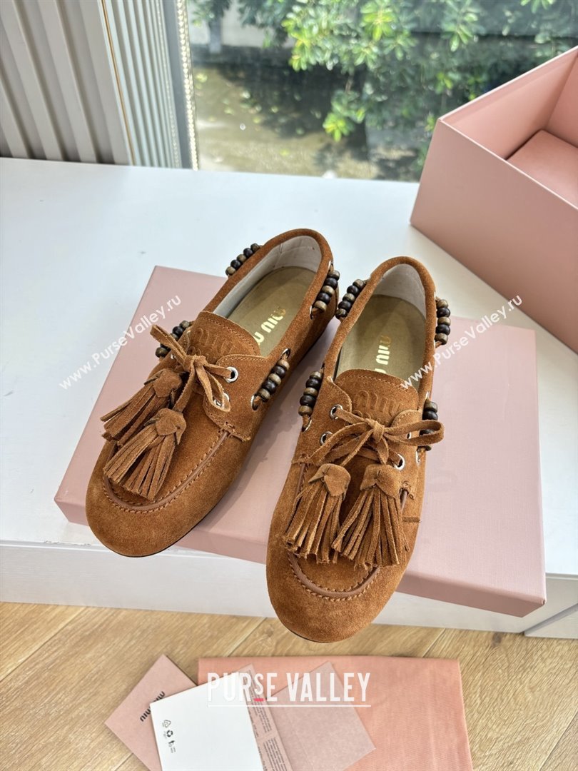 Miu Miu Suede Tassel Loafers 5D518E Brown 2025 (MD-25090606)