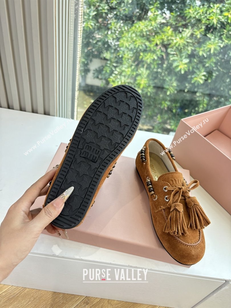 Miu Miu Suede Tassel Loafers 5D518E Brown 2025 (MD-25090606)