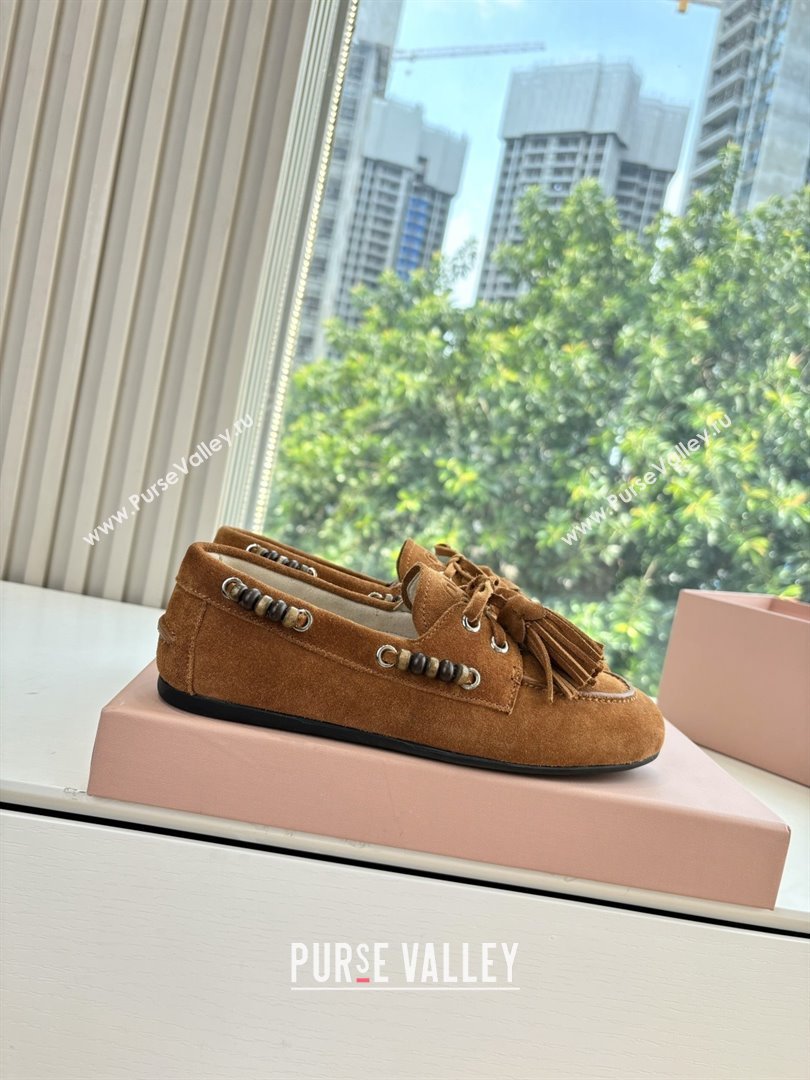 Miu Miu Suede Tassel Loafers 5D518E Brown 2025 (MD-25090606)