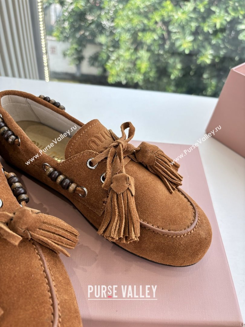 Miu Miu Suede Tassel Loafers 5D518E Brown 2025 (MD-25090606)