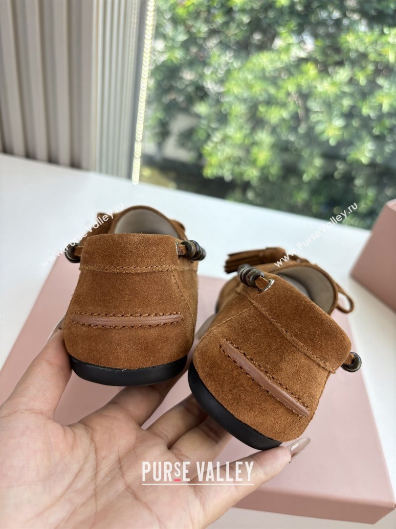 Miu Miu Suede Tassel Loafers 5D518E Brown 2025 (MD-25090606)