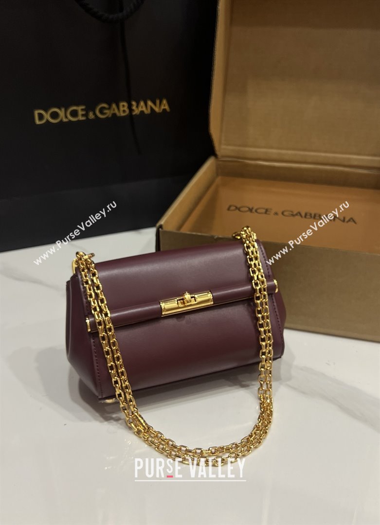 Dolce Gabbana Marlene Shoulder Bag in Calfskin Burgundy 2025 (TZ-25091804)