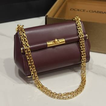Dolce Gabbana Marlene Shoulder Bag in Calfskin Burgundy 2025 (TZ-25091804)