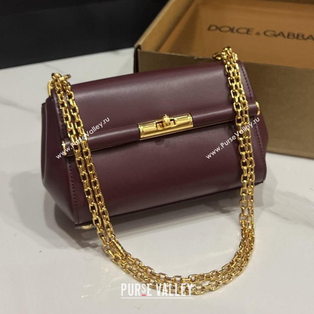 Dolce Gabbana Marlene Shoulder Bag in Calfskin Burgundy 2025 (TZ-25091804)