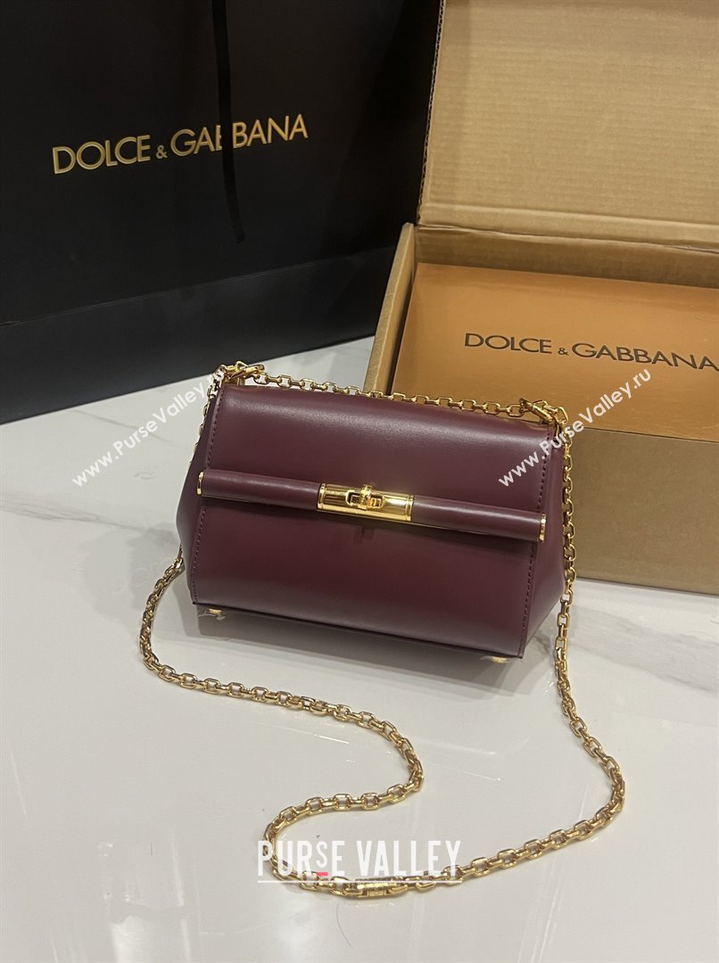 Dolce Gabbana Marlene Shoulder Bag in Calfskin Burgundy 2025 (TZ-25091804)