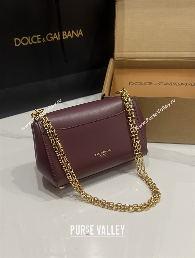 Dolce Gabbana Marlene Shoulder Bag in Calfskin Burgundy 2025 (TZ-25091804)