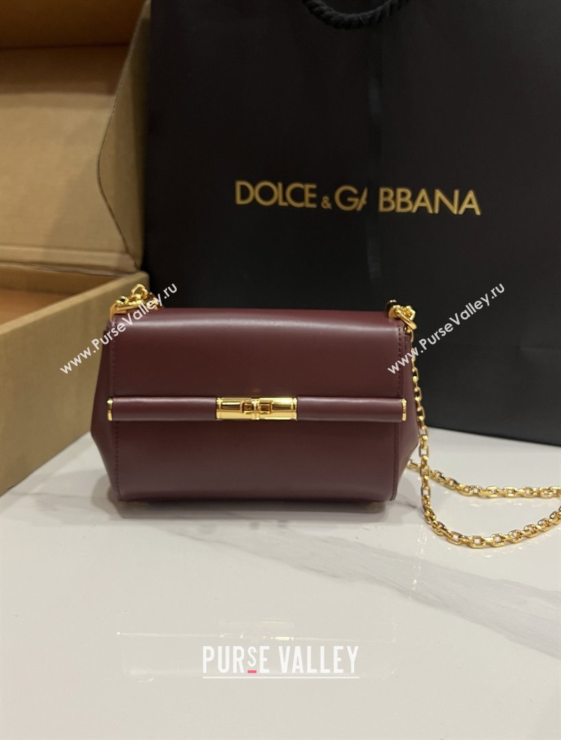 Dolce Gabbana Marlene Shoulder Bag in Calfskin Burgundy 2025 (TZ-25091804)
