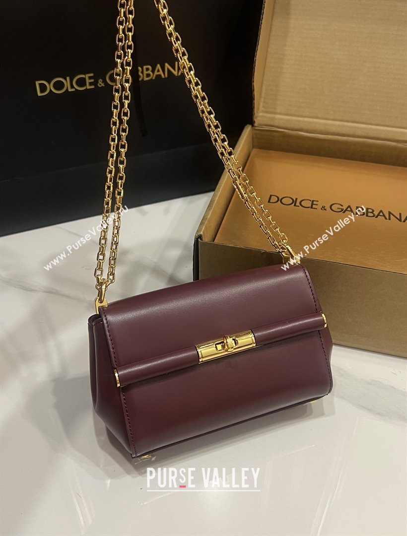 Dolce Gabbana Marlene Shoulder Bag in Calfskin Burgundy 2025 (TZ-25091804)
