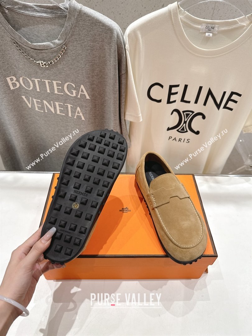 Hermes Lazy Loafers in Suede H090802 Brown 2025 (MD-25090802)