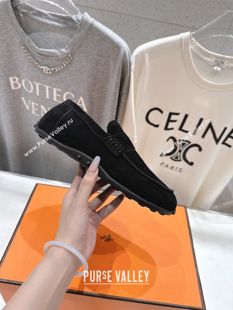 Hermes Lazy Loafers in Suede H090805 Black 2025 (MD-25090805)