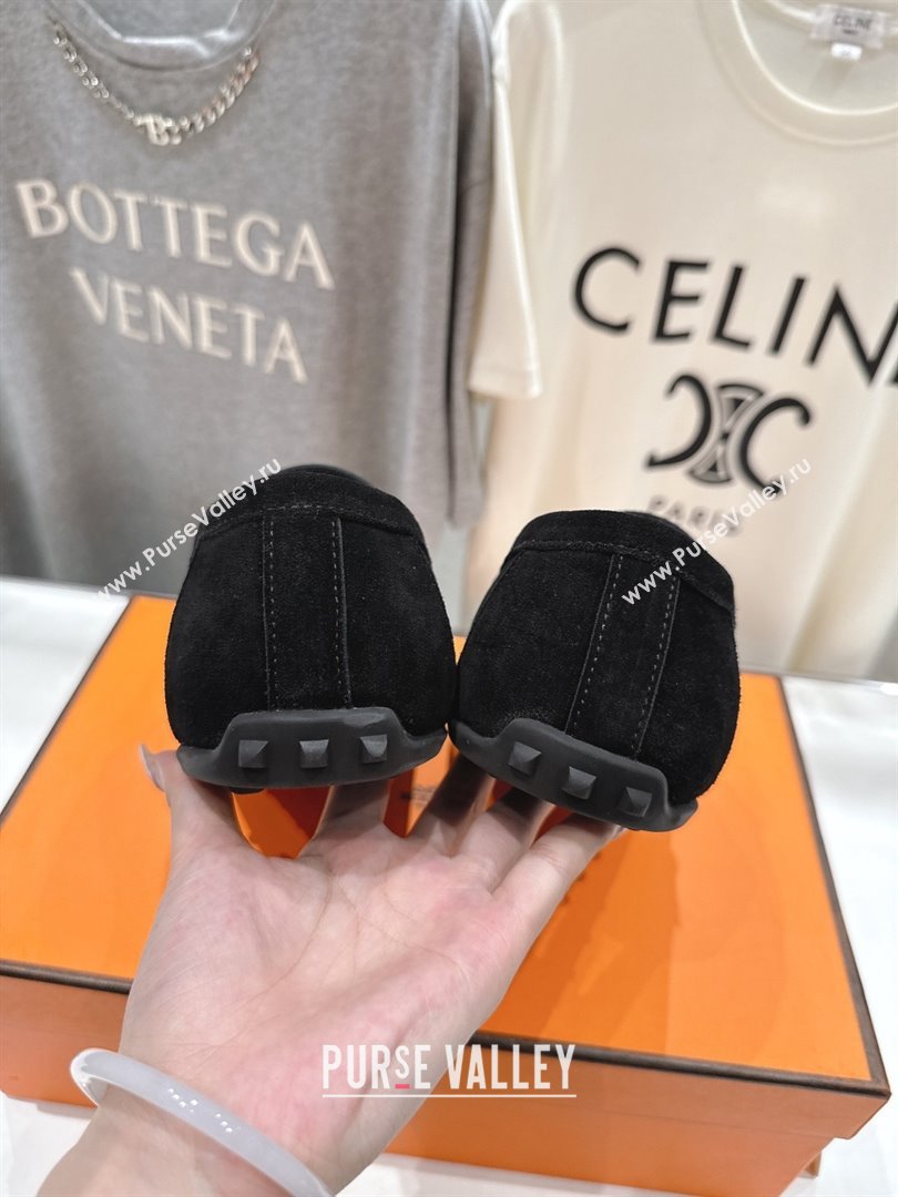 Hermes Lazy Loafers in Suede H090805 Black 2025 (MD-25090805)