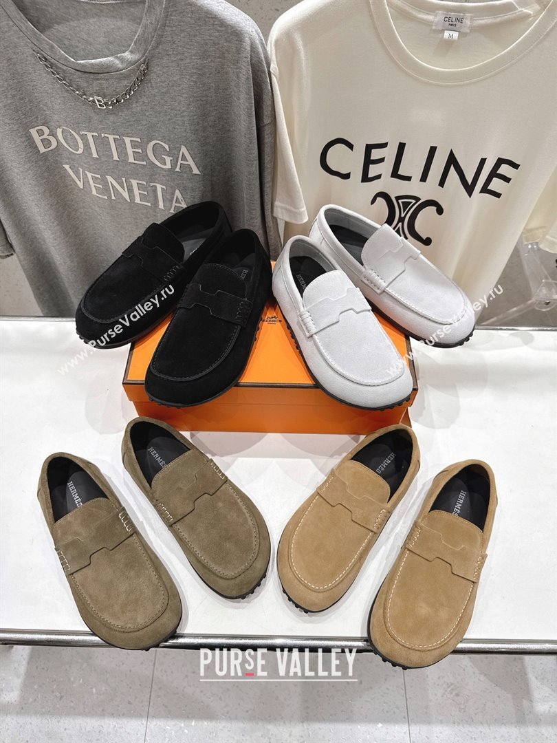Hermes Lazy Loafers in Suede H090805 Black 2025 (MD-25090805)
