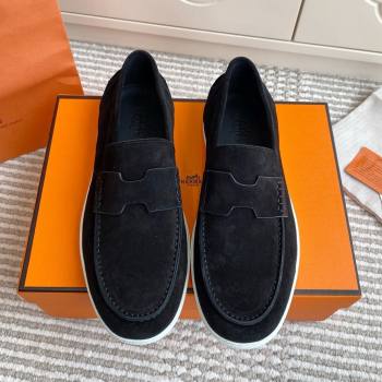 Hermes Job Loafers in Suede H090806 Black 2025 (LM-25090806)