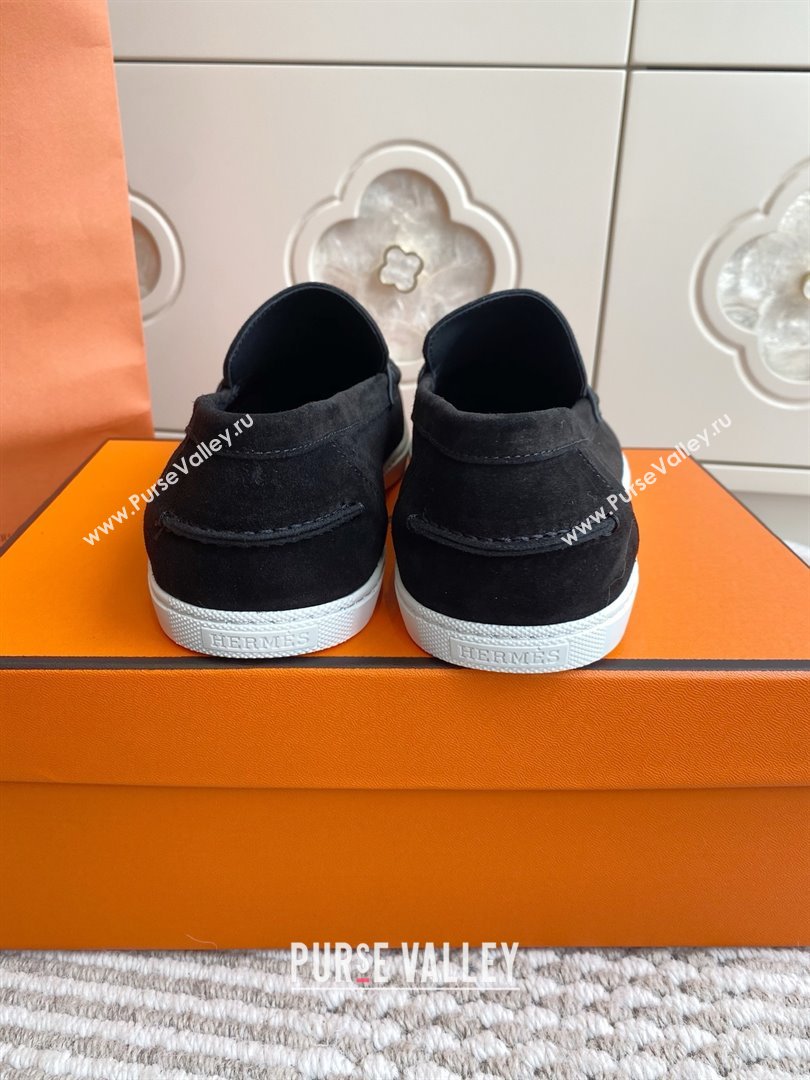 Hermes Job Loafers in Suede H090806 Black 2025 (LM-25090806)