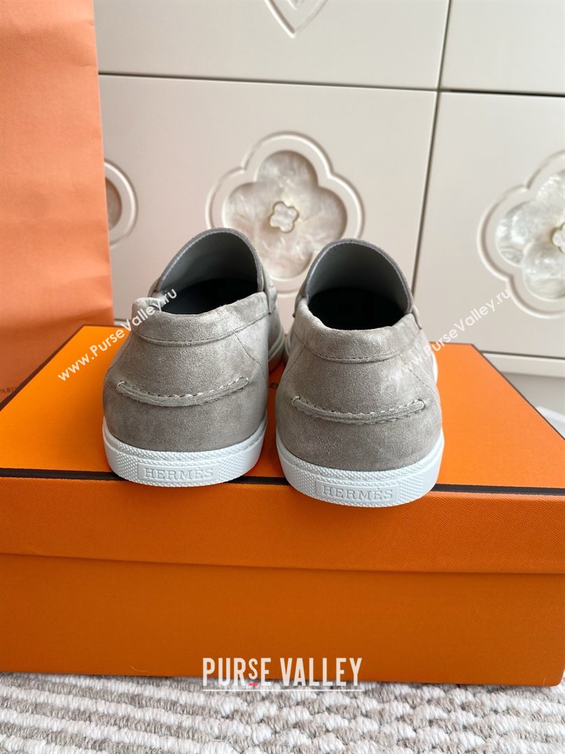 Hermes Job Loafers in Suede H090807 Grey 01 2025 (LM-25090807)