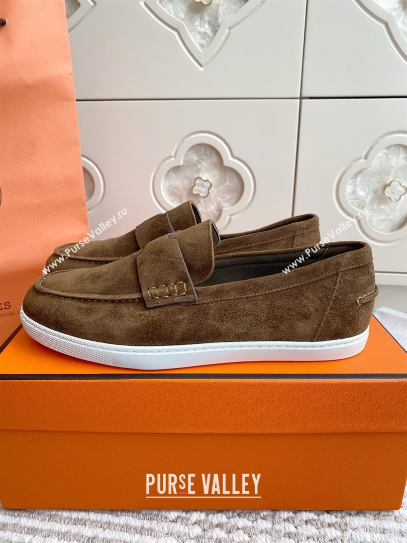 Hermes Job Loafers in Suede H090809 Brown 2025 (LM-25090809)
